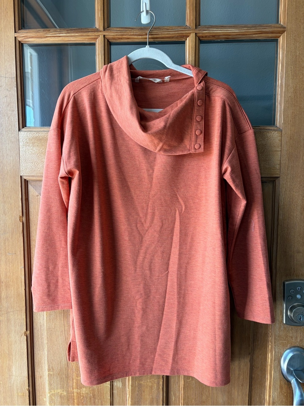 Soft Surroundings Burnt Orange Lightweight Knit Funnel Neck Top